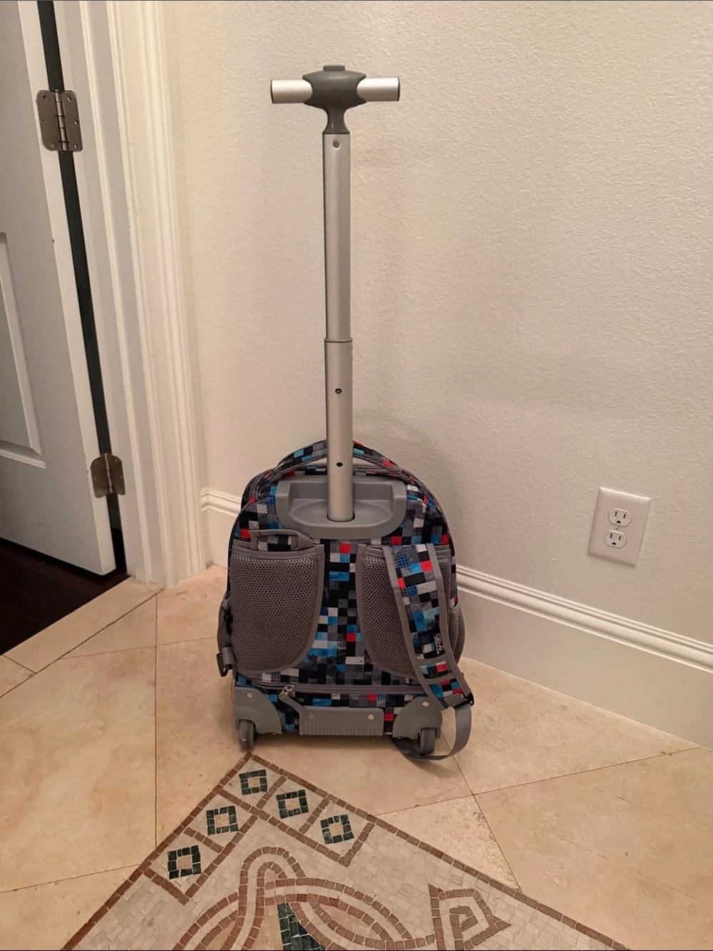 Trolley Backpack in Multicolor Pixel Print - Unbranded